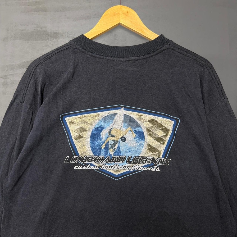 Murina Longboard Legends Made in USA Surf Graphic Shirt 90s Black Long Sleeve XL